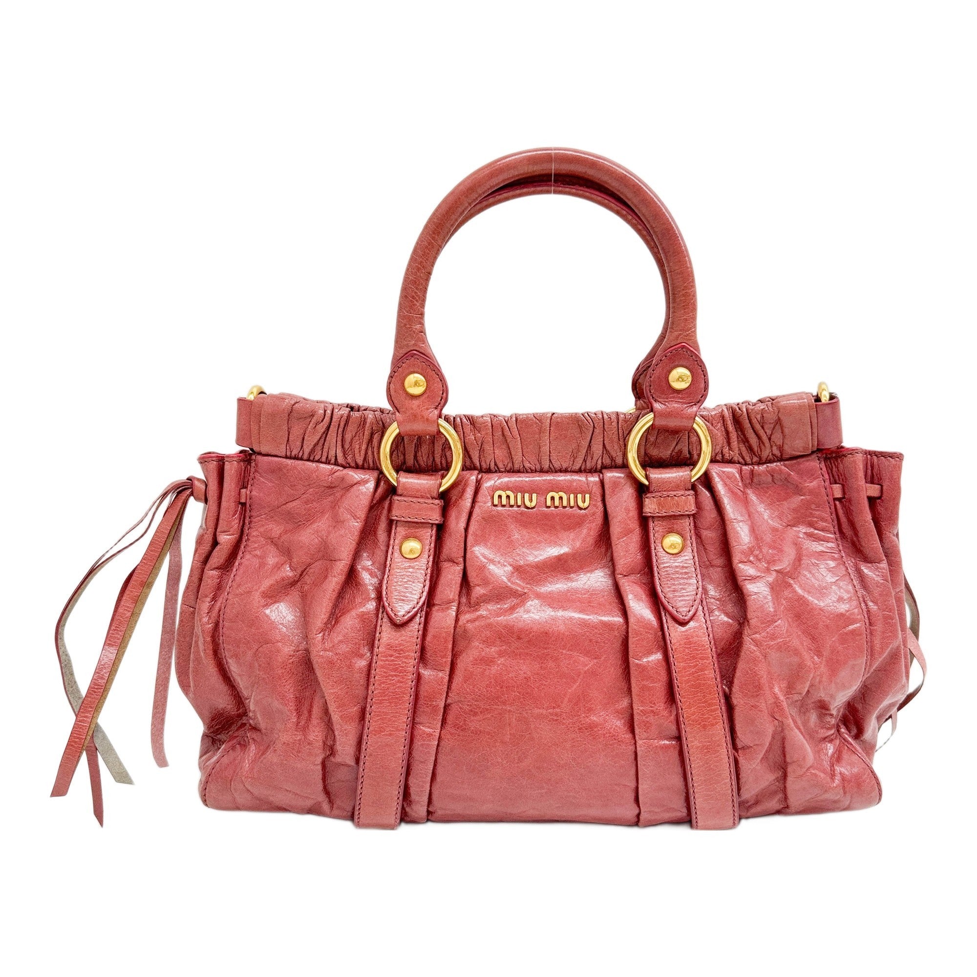 Vitello Dark Pink Leather Two Way Bag