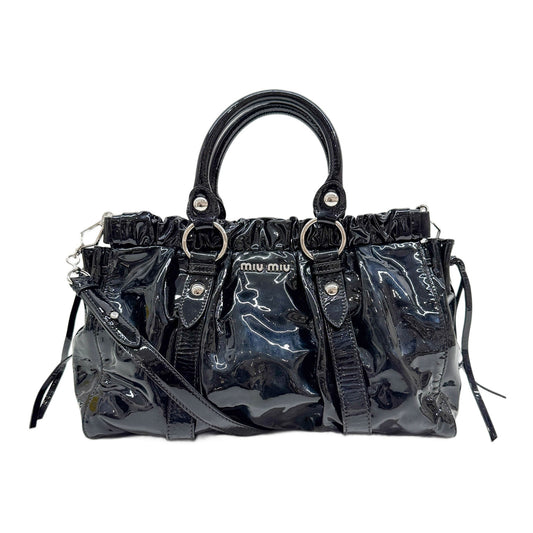 Vitello Black Patent Leather Two Way Bag