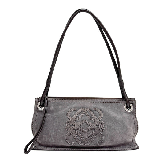 Anagram Grey Suede Shoulder Bag