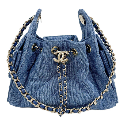 Mini Chanel 25 2022-2026 Matelasse Blue Denim Shoulder Bag