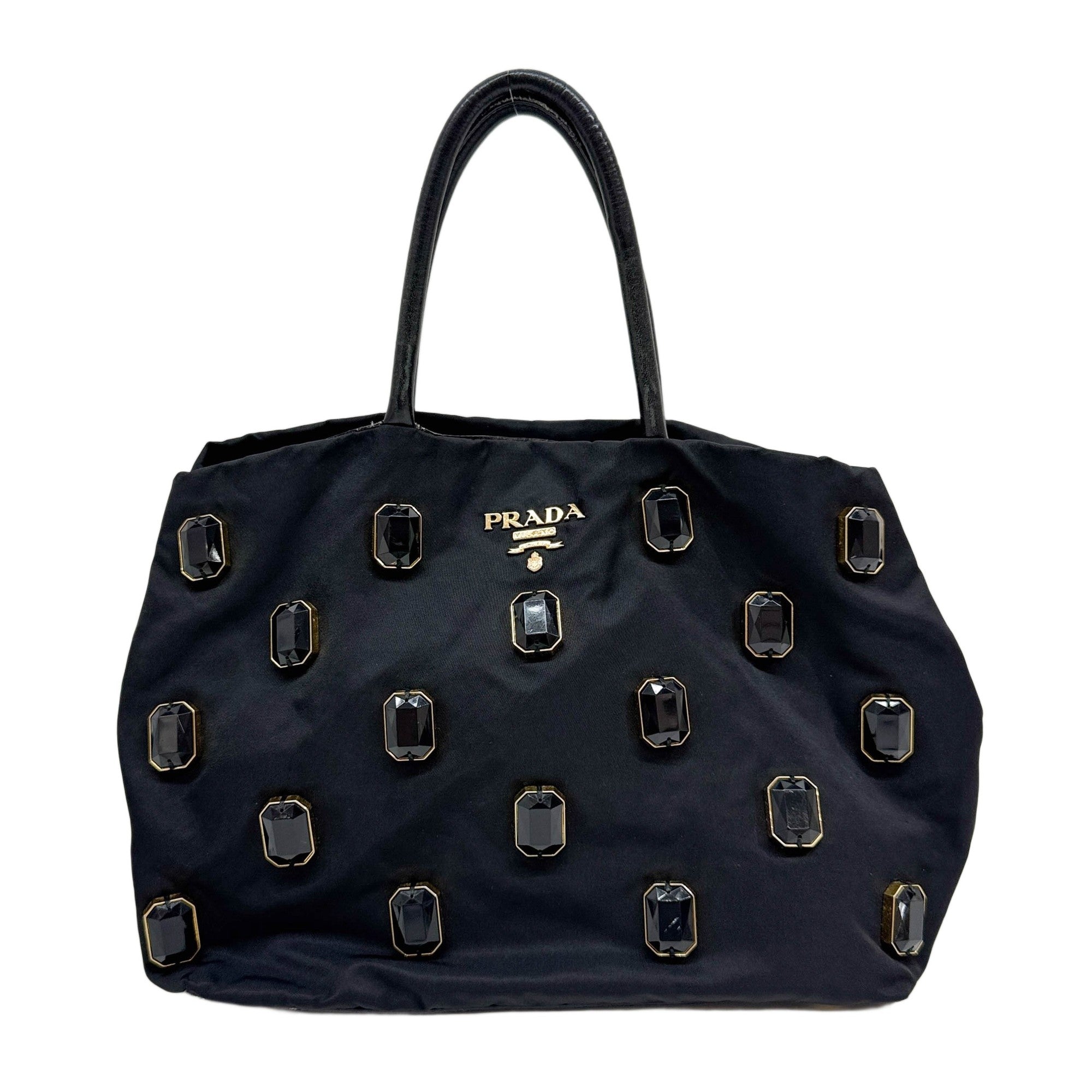 Tessuto Pietre Bijou Black Nylon Hand Bag