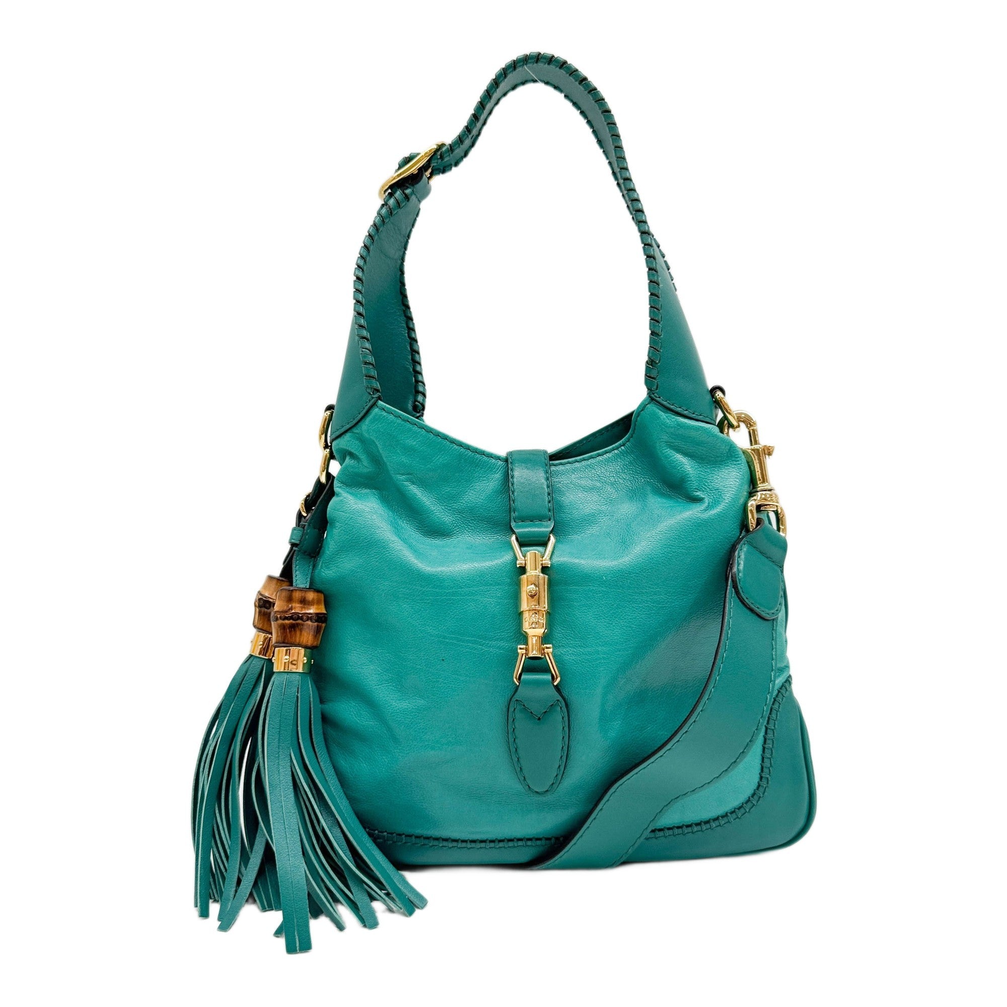 New Jackie Turquoise Blue Leather Shoulder Bag