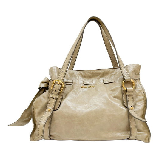 Vitello Lux Bow Alluminio Leather Shoulder Bag