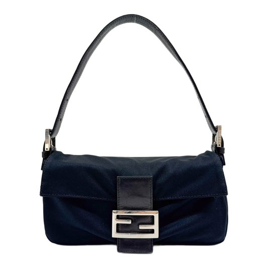Baguette Black Neoprene Shoulder Bag