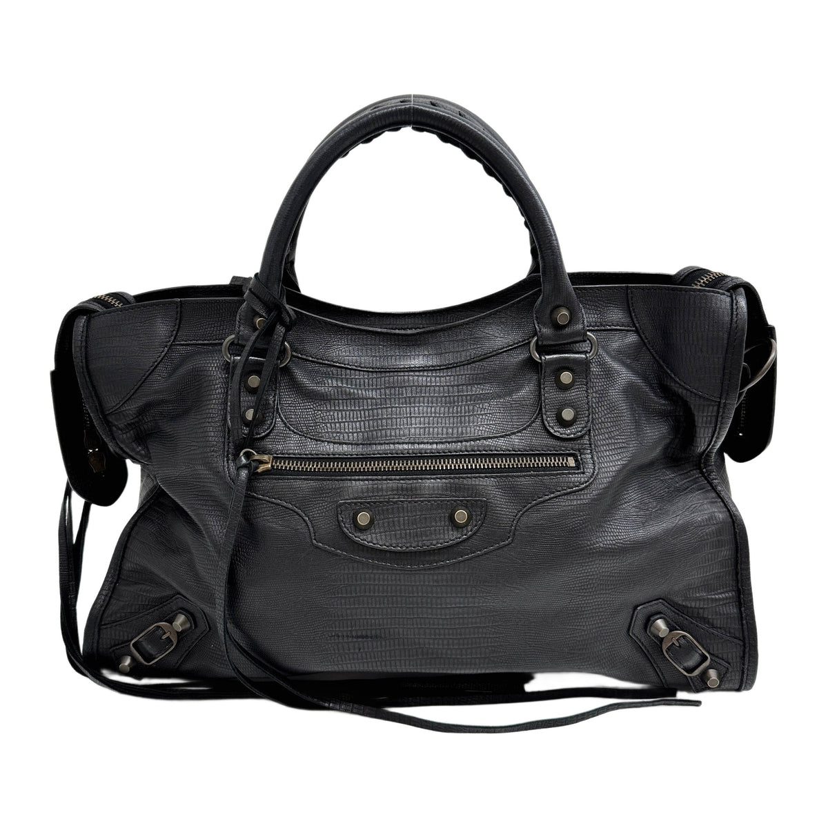 The City Black Leather Two Way Bag