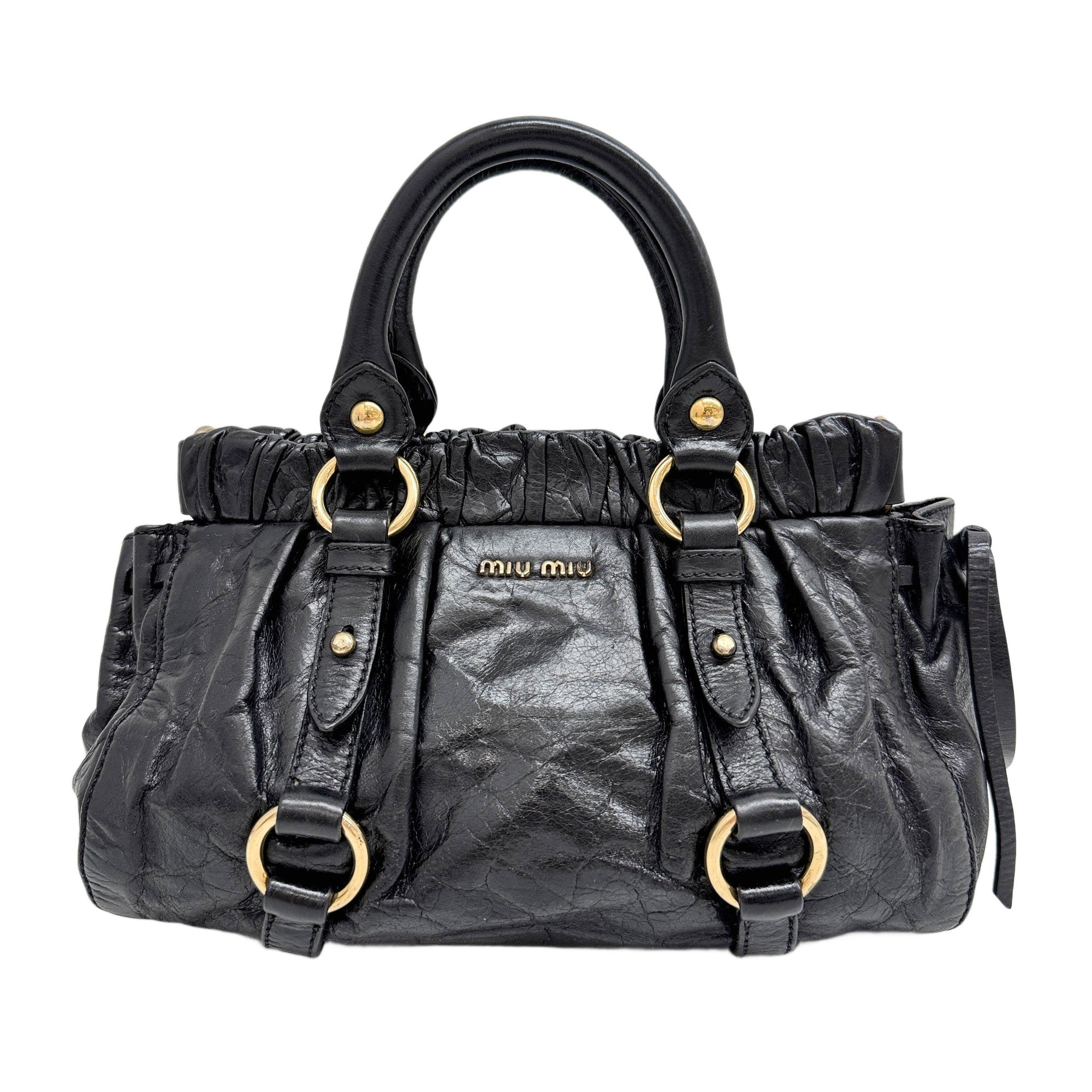 Vitello Black Leather Two Way Bag