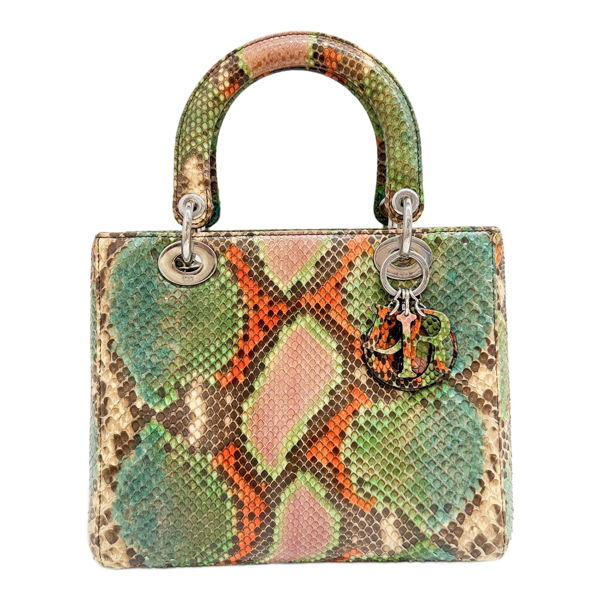 Lady Dior Multicolor Embossed Python Leather Two Way Bag