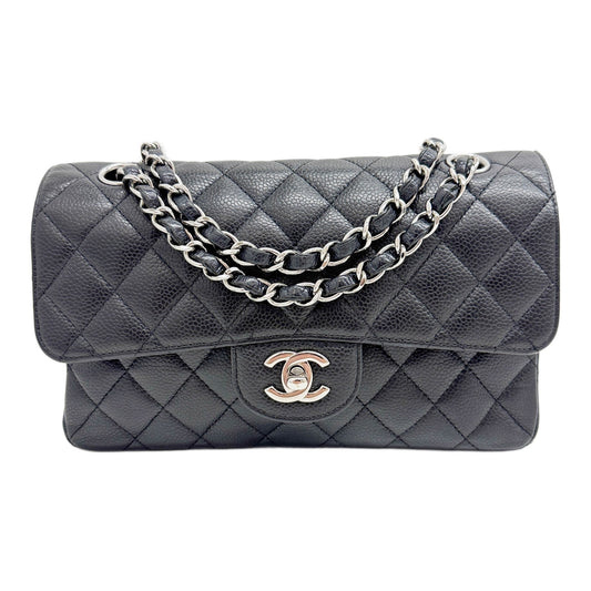 Small Classic Double Flap 2009-2010 Matelasse Black Leather Shoulder Bag