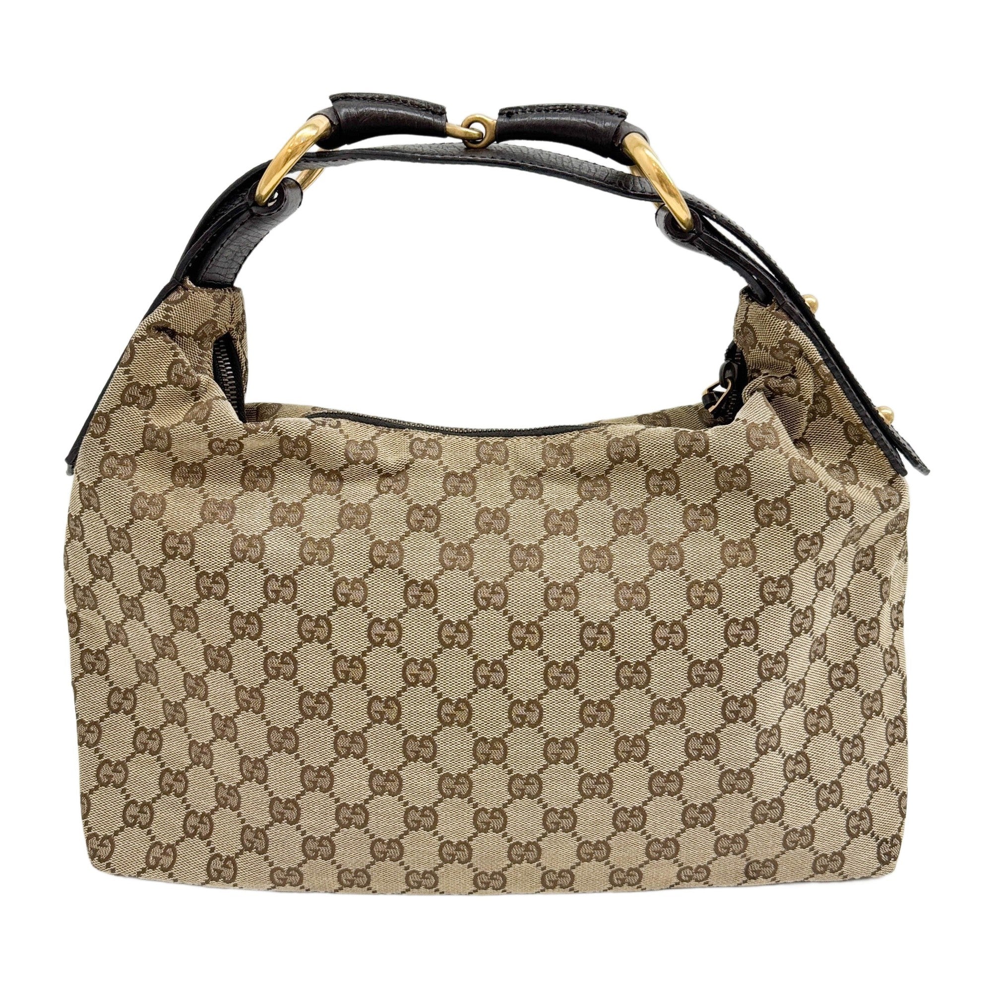 Horsebit Brown Gucci Canvas Shoulder Bag