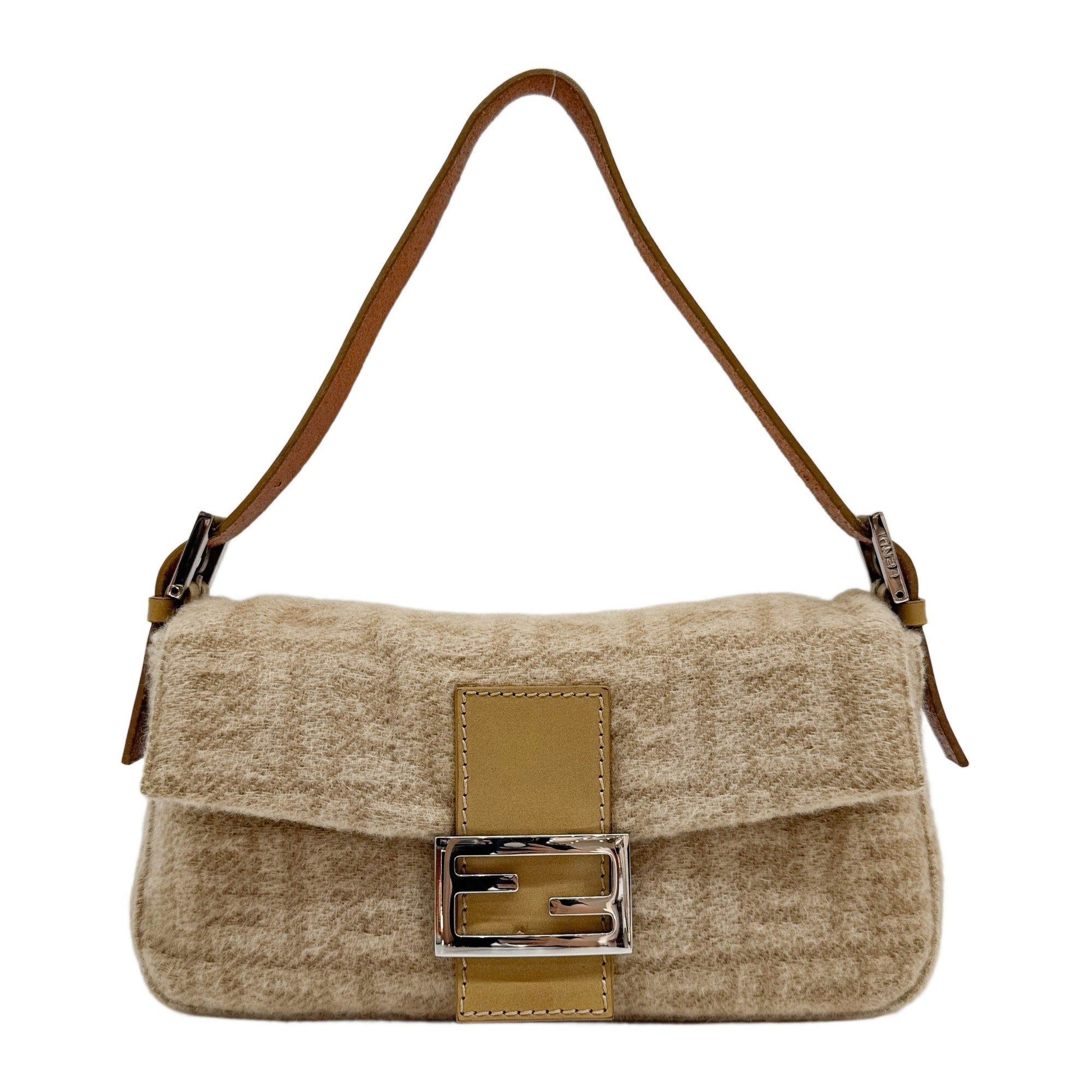 Baguette Brown Zucca Cashmere Shoulder Bag