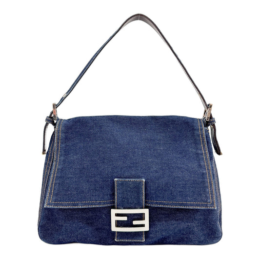 Mamma Baguette Navy Blue Denim Shoulder Bag