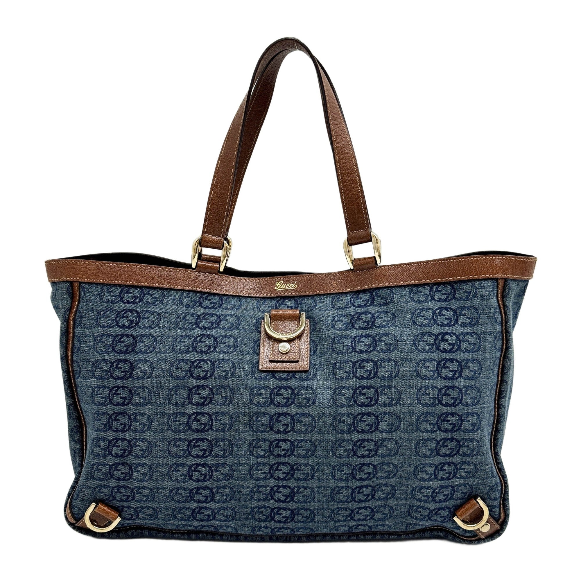D-Ring Blue GG Canvas Tote Bag