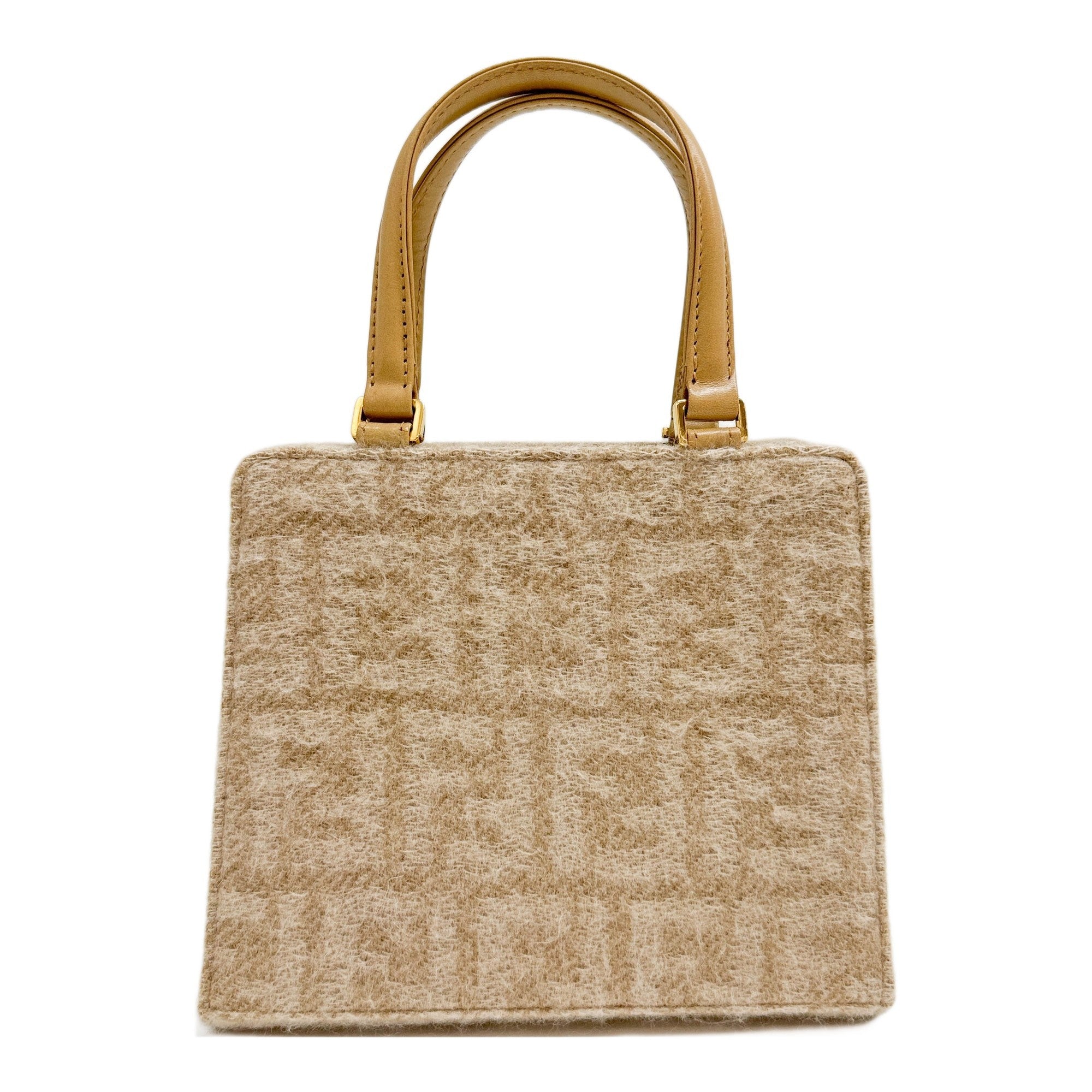 Beige Wool Handle Bag