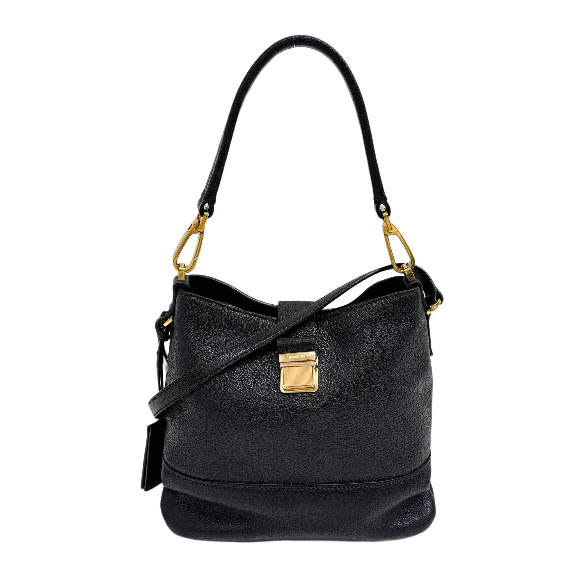 Madras Black Leather Two Way Bag