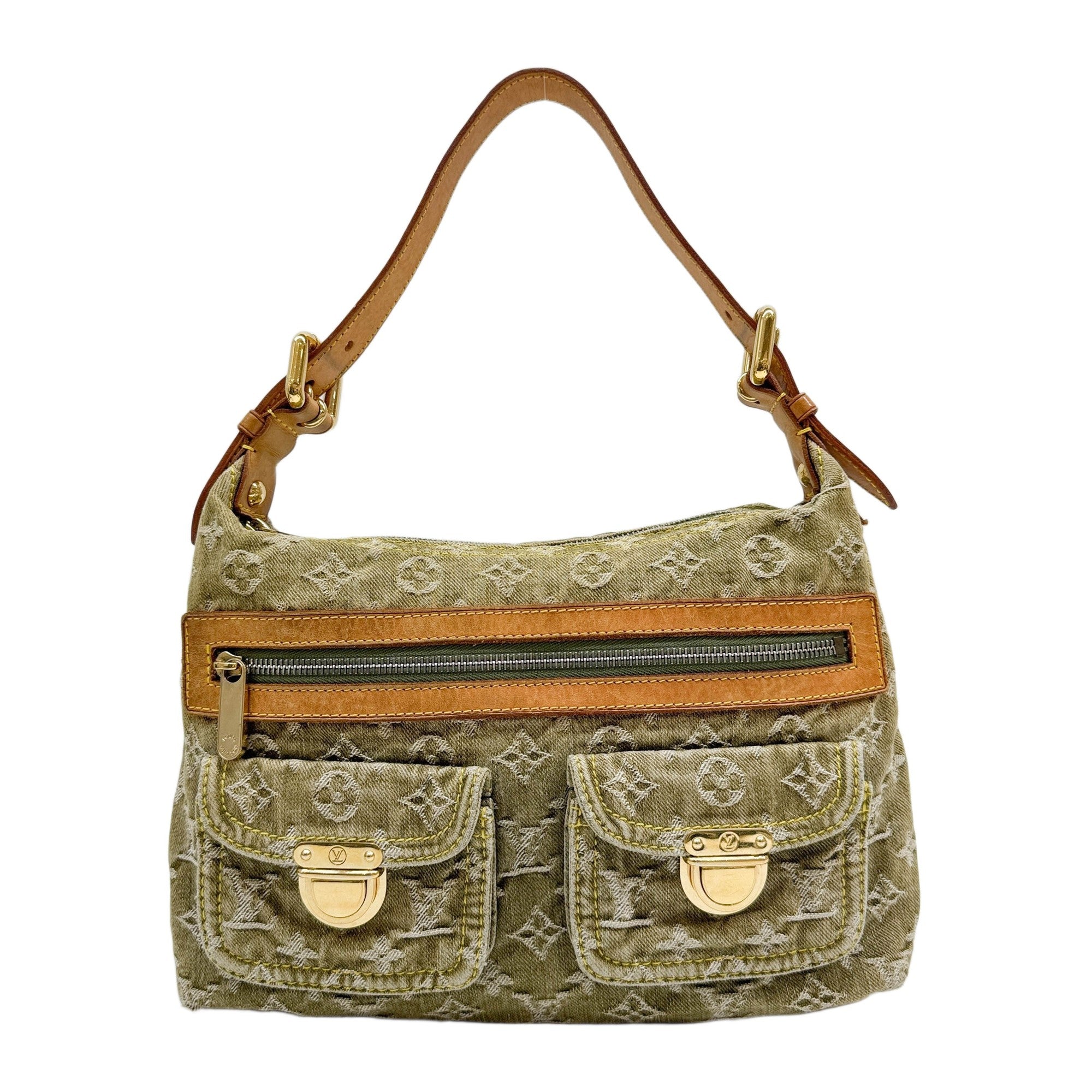 Neo Baggy Green Monogram Denim Shoulder Bag