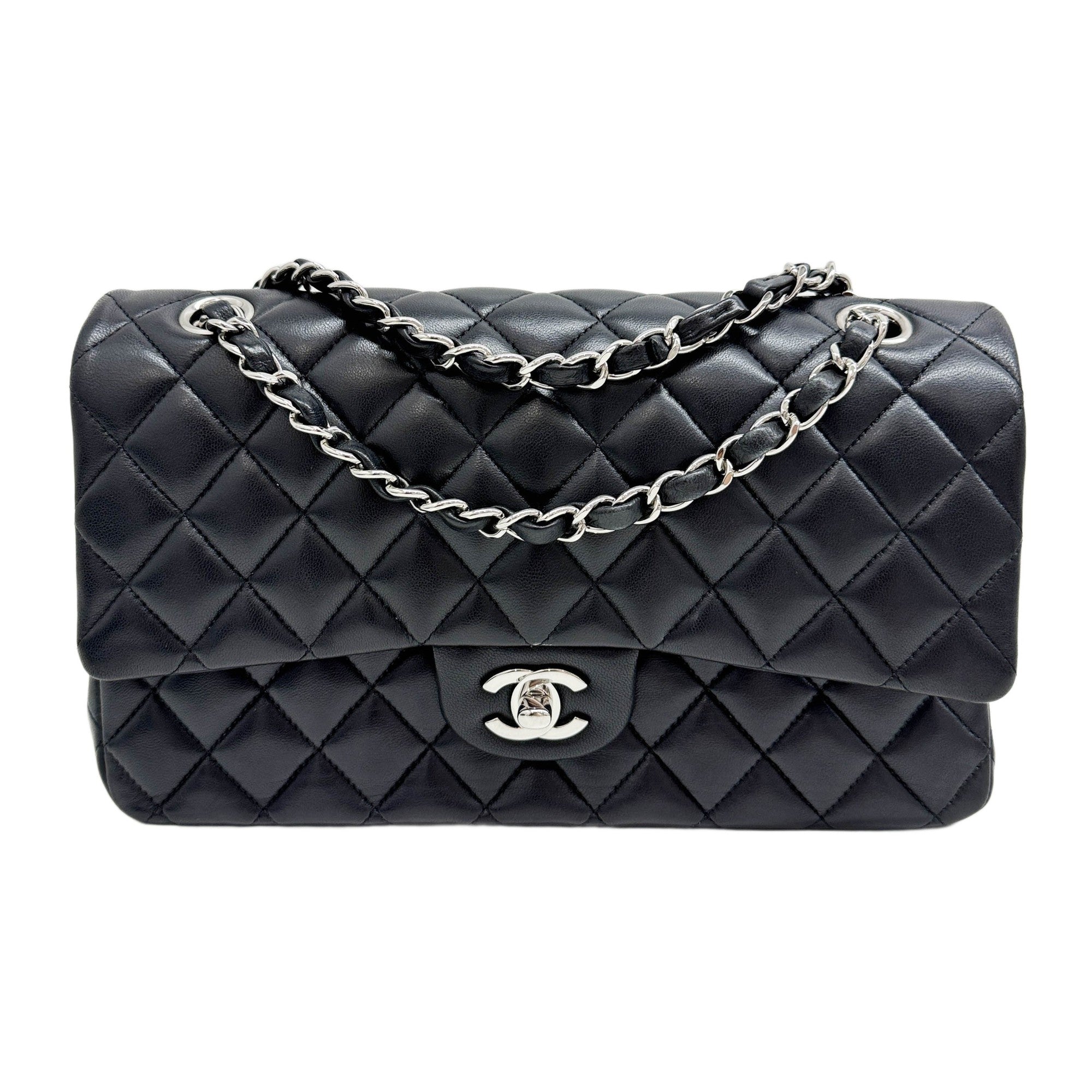 Classic Flap Matelasse Black Leather Shoulder Bag