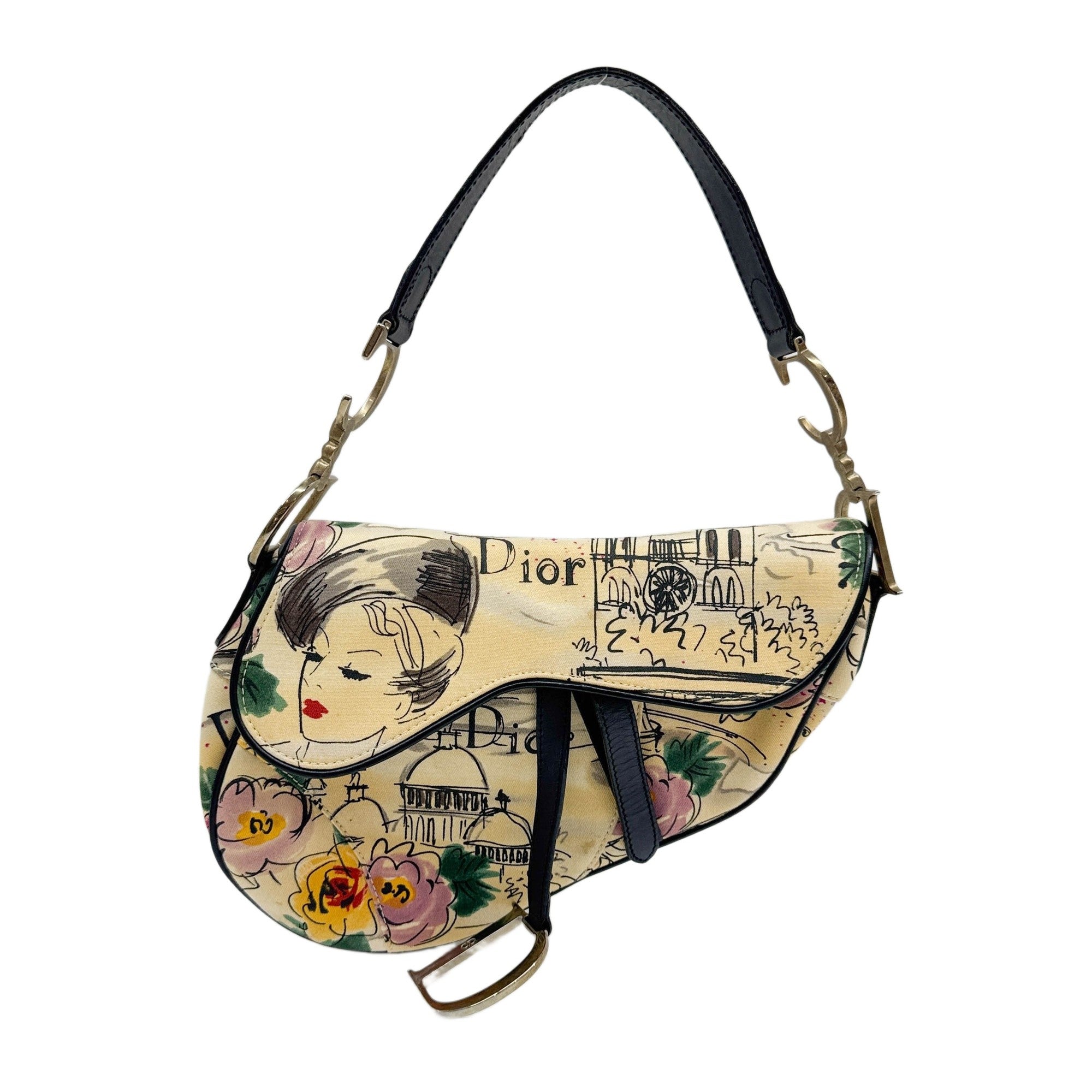 Saddle Pairs 50s Cream Canvas Shoulder Bag