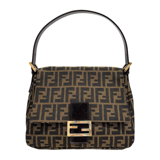 Mamma Baguette Brown Zucca Canvas Shoulder Bag