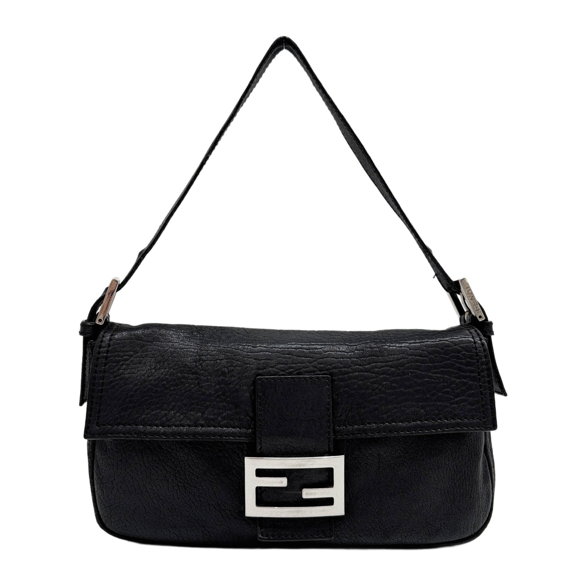 Baguette Black Leather Shoulder Bag