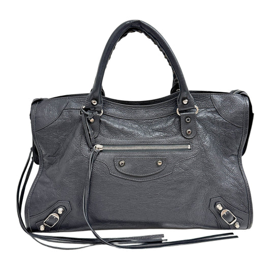 The City Grey Leather Handle Bag