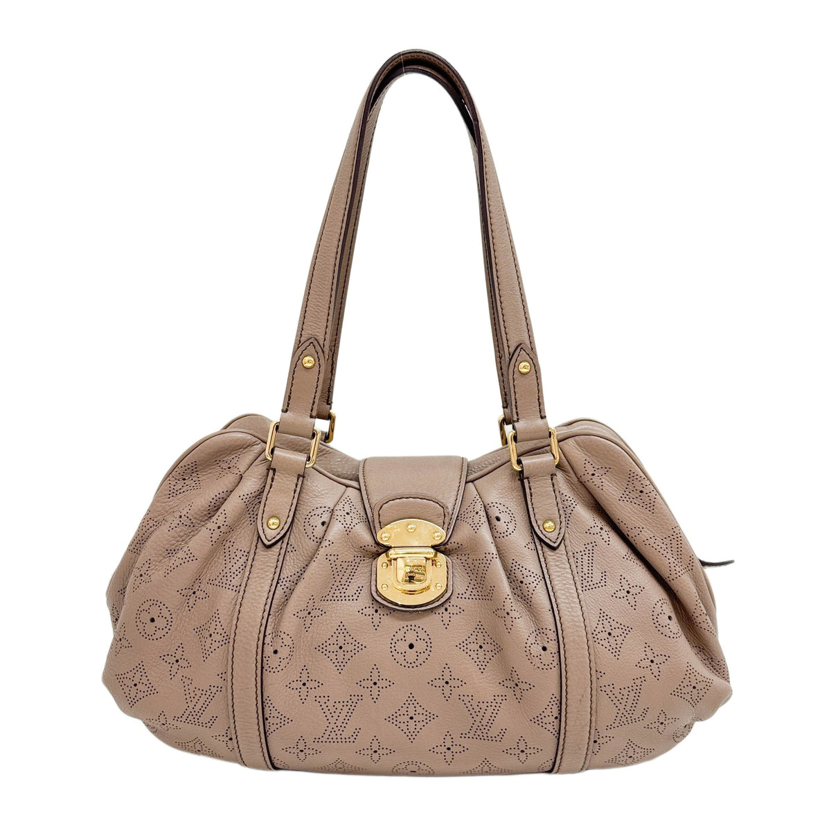 Mahina Lunar PM Taupe Brown Leather Shoulder Bag