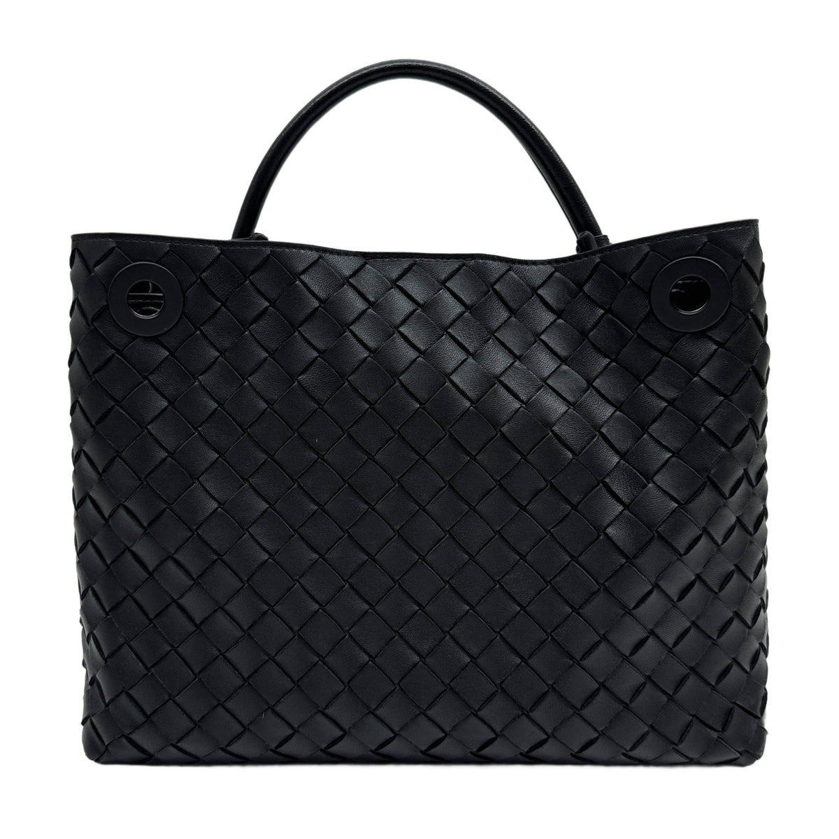 Medium Andiamo Intrecciato Black Leather Two Way Bag
