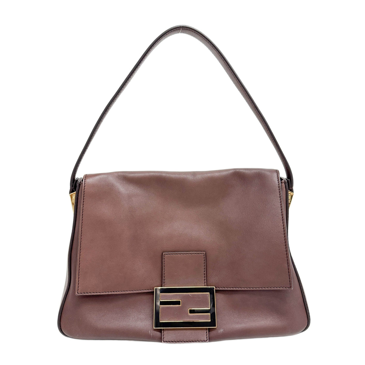 Maxi Mamma Baguette Brown Leather Shoulder Bag