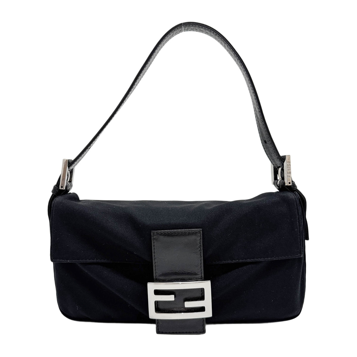 Baguette Black Neoprene Shoulder Bag