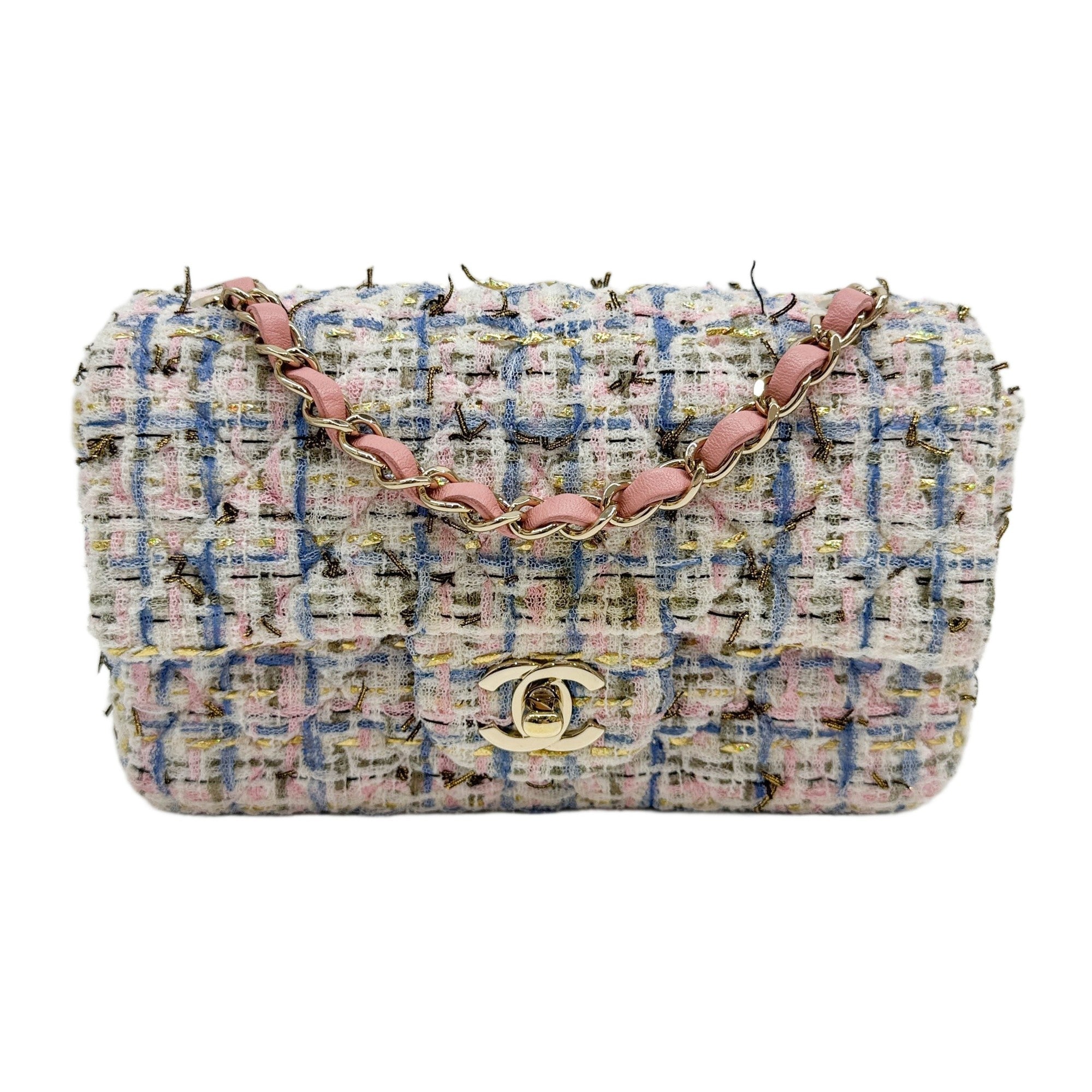 Rectangular Mini Classic Flap 2019 Matelasse Multicolor Tweed Shoulder Bag