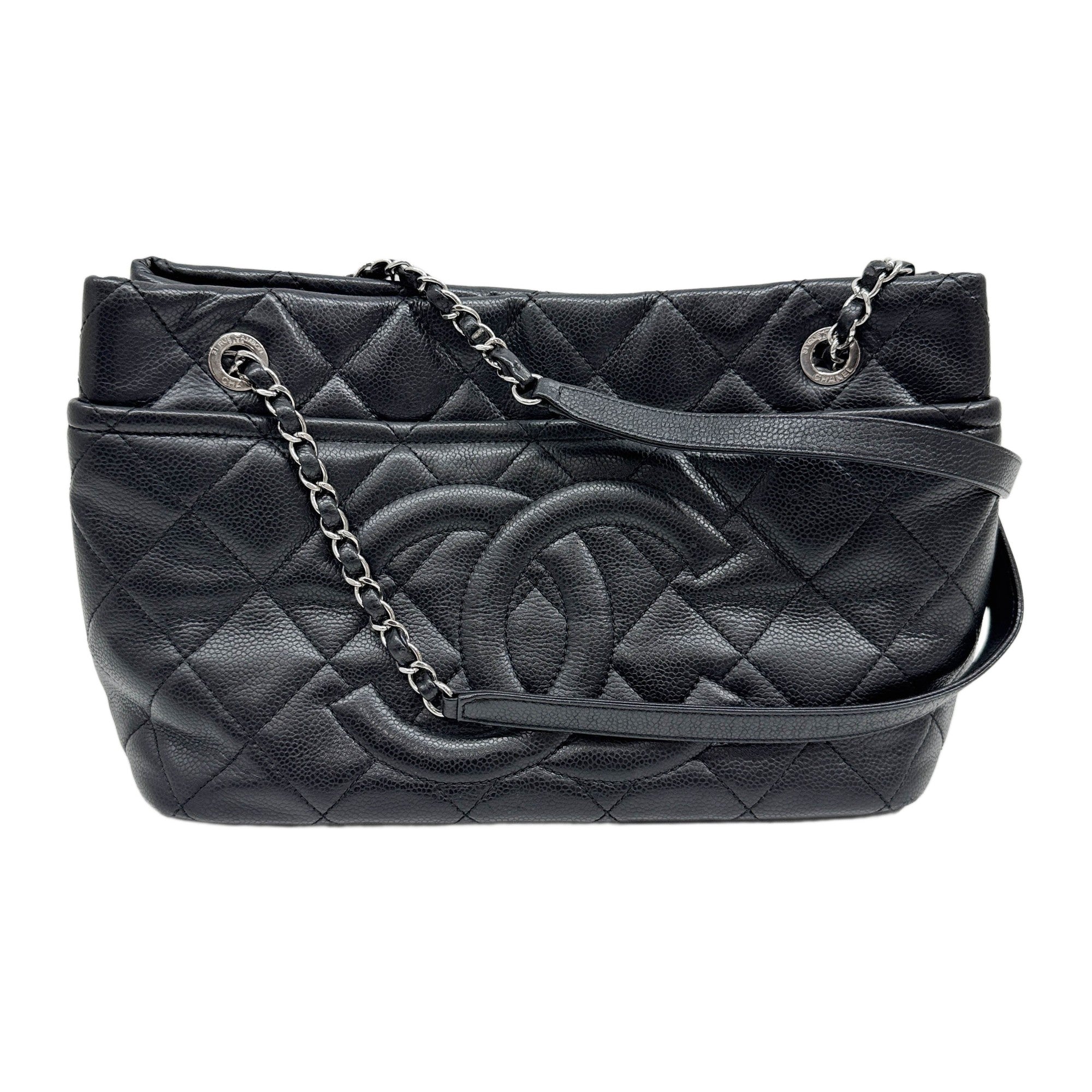 Timeless CC Soft Shopping 2012-2013 Matelasse Black Leather Tote Bag