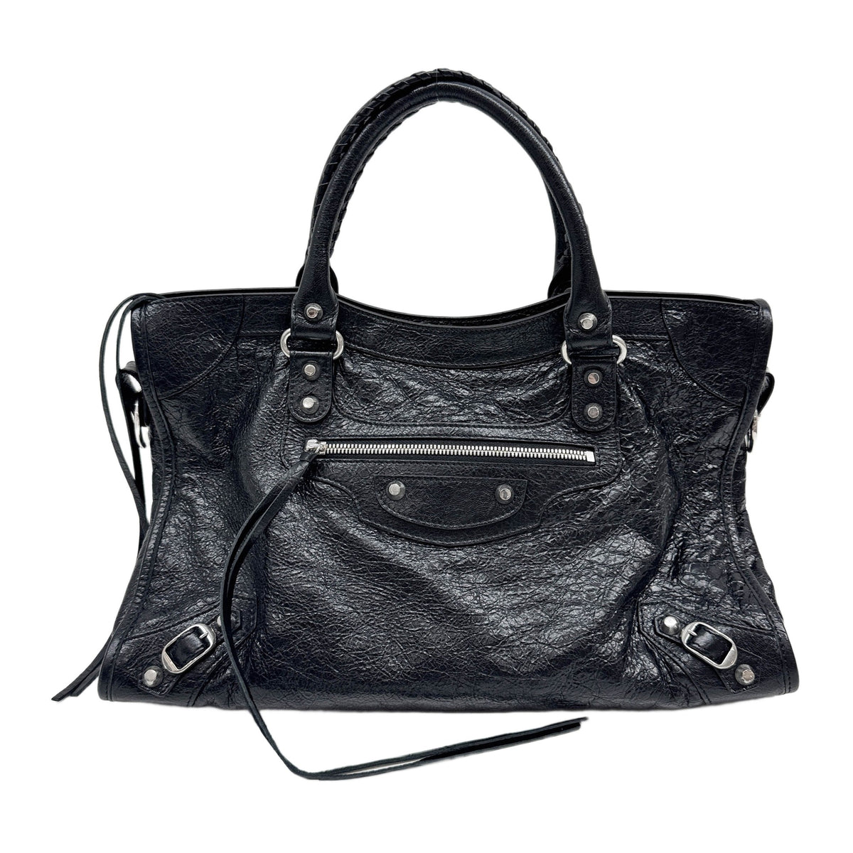 The City Black Leather Two Way Bag