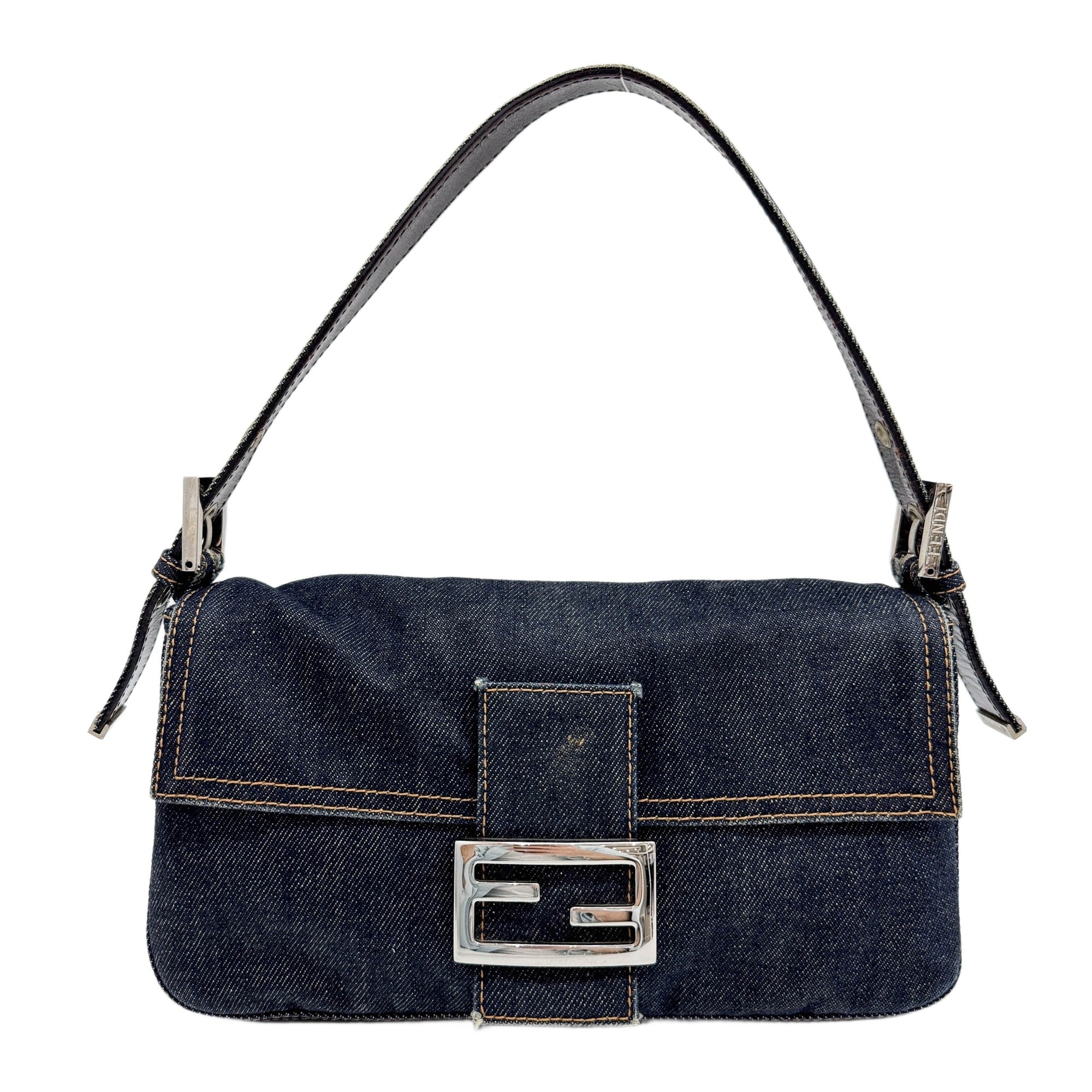 Baguette Blue Denim Shoulder Bag