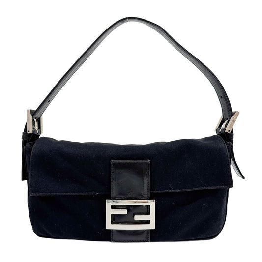 Baguette Black Neoprene Shoulder Bag