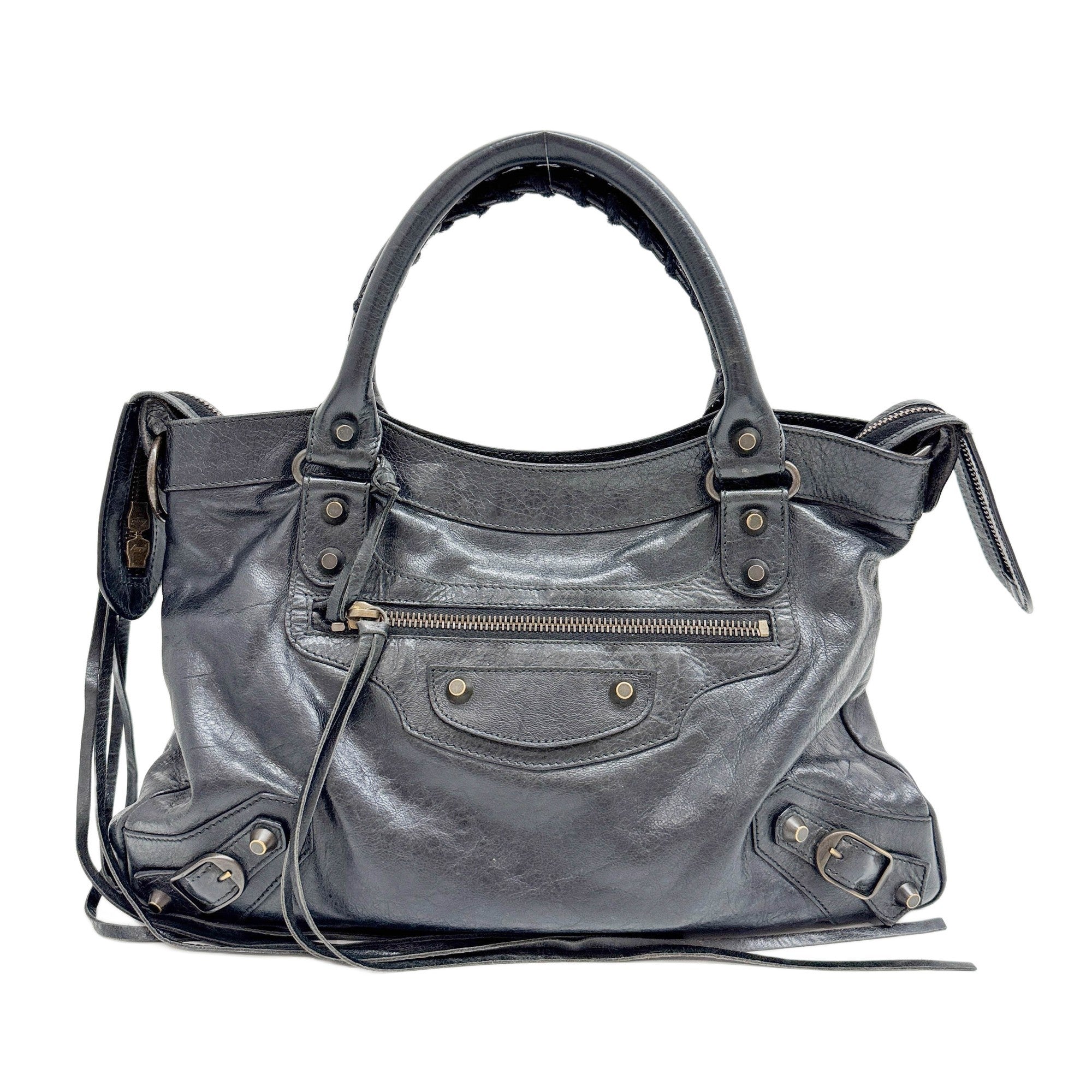 Town Anthracite Grey Leather Two Way Bag