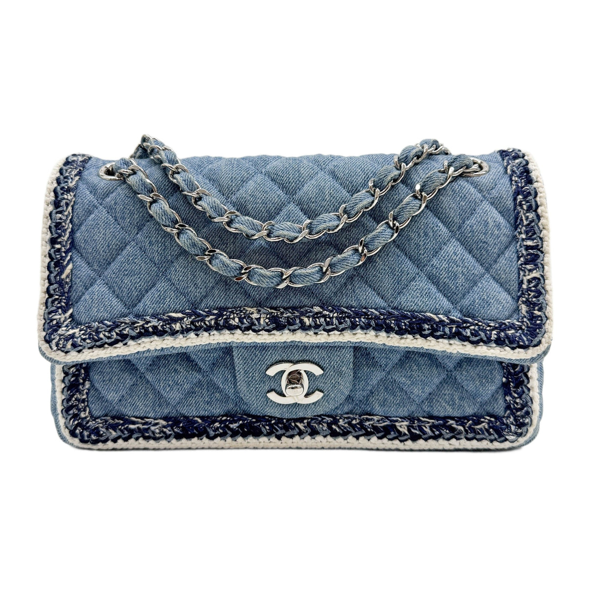 Classic Flap 2018-2019 Matelasse Blue Denim Shoulder Bag