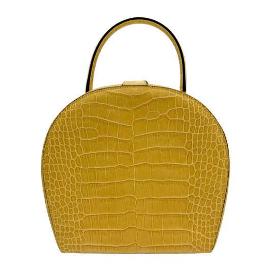 Yellow Crocodile Embossed Leather Hand Bag