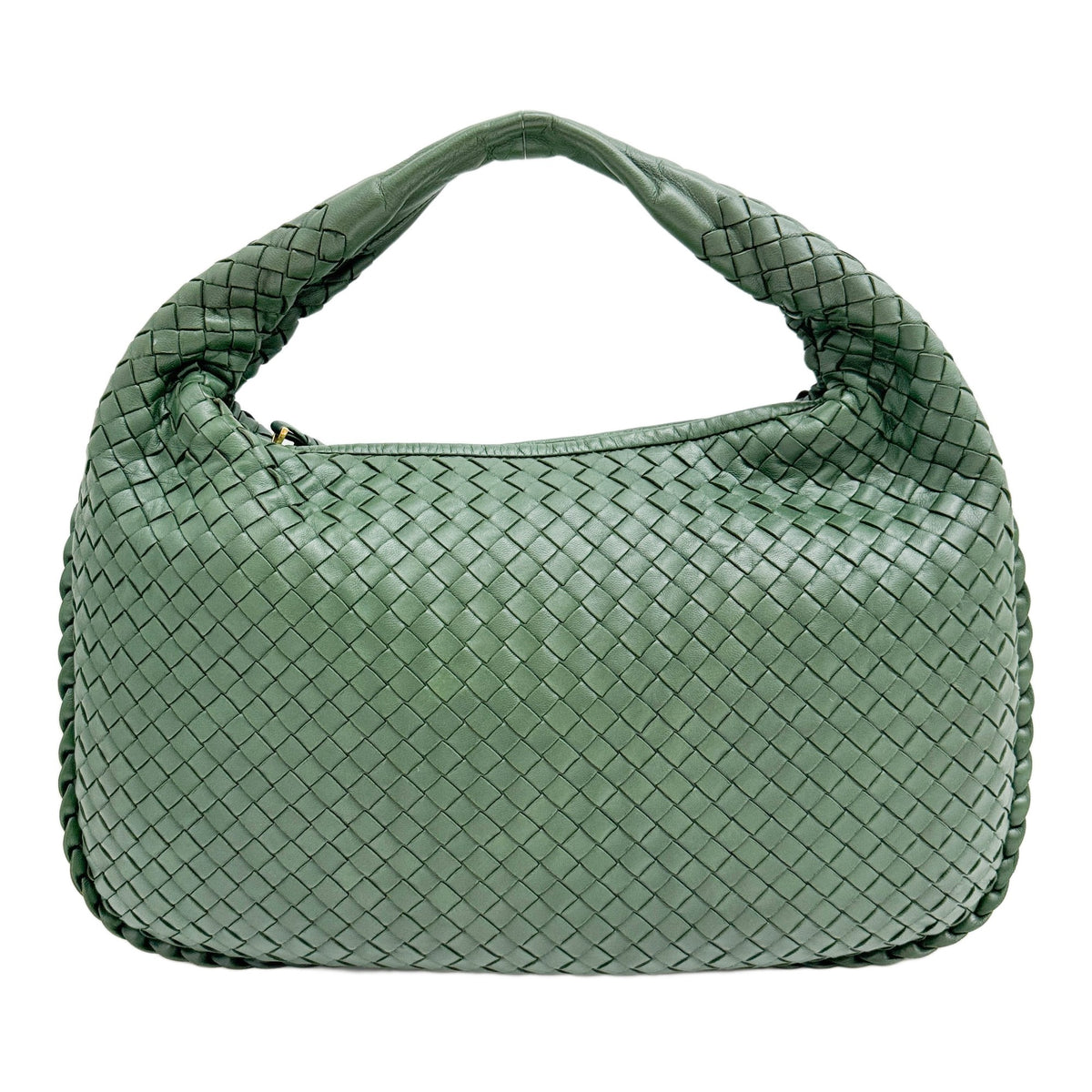 Veneta Intrecciato Green Leather Shoulder Bag