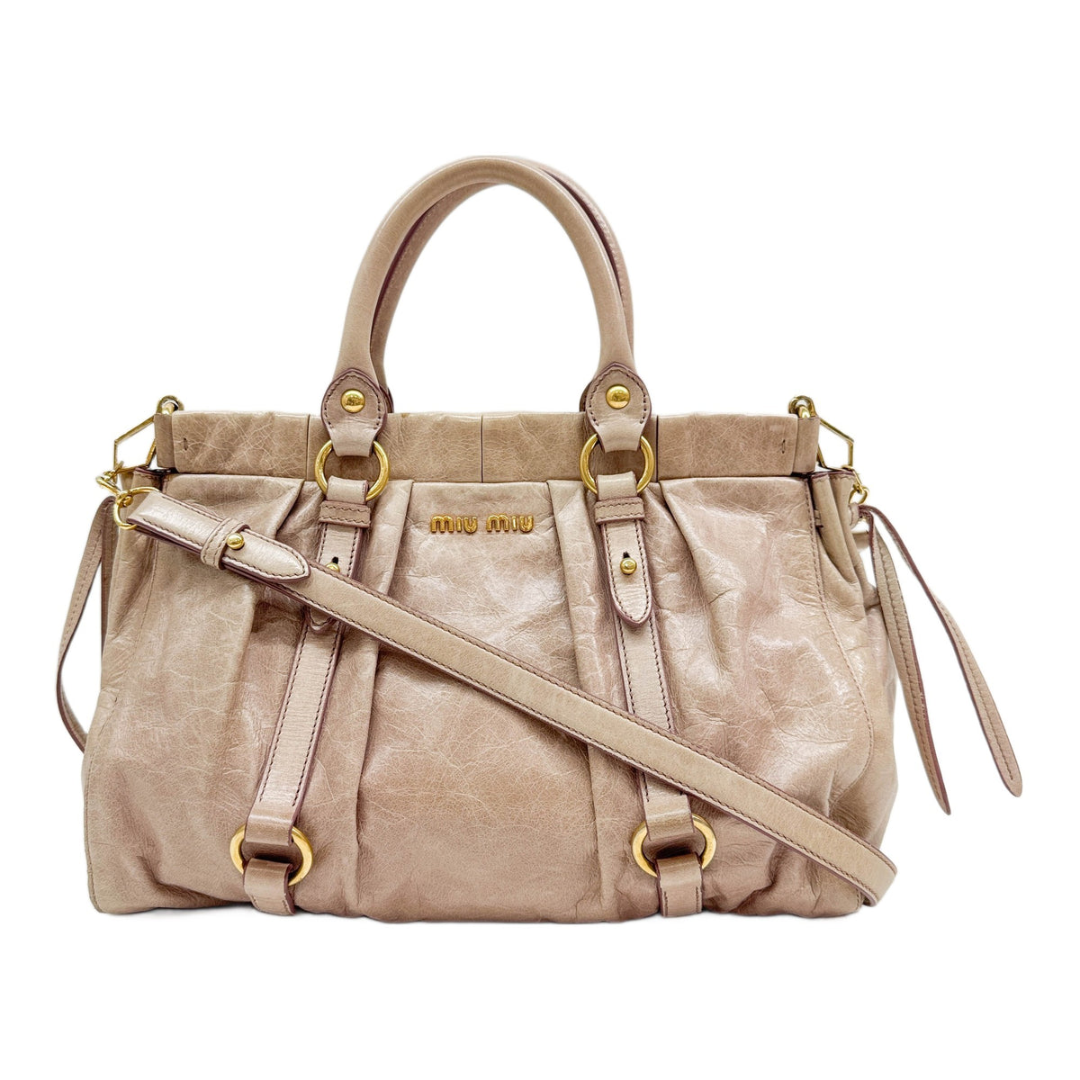 Vitello Beige Leather Two Way Bag