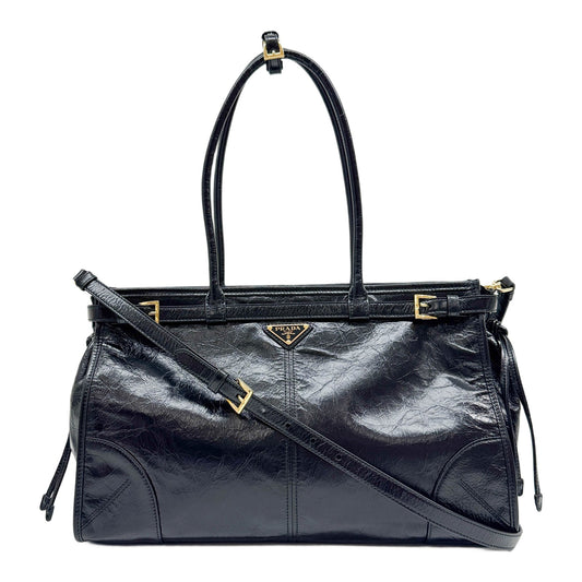 Large Bonnie Black Leather Two Way Bag