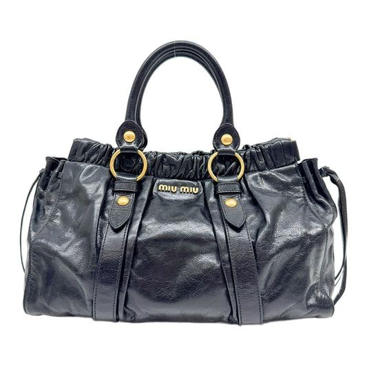 Vitello Black Leather Two Way Bag