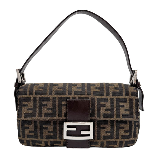 Baguette Brown Zucca Canvas Shoulder Bag