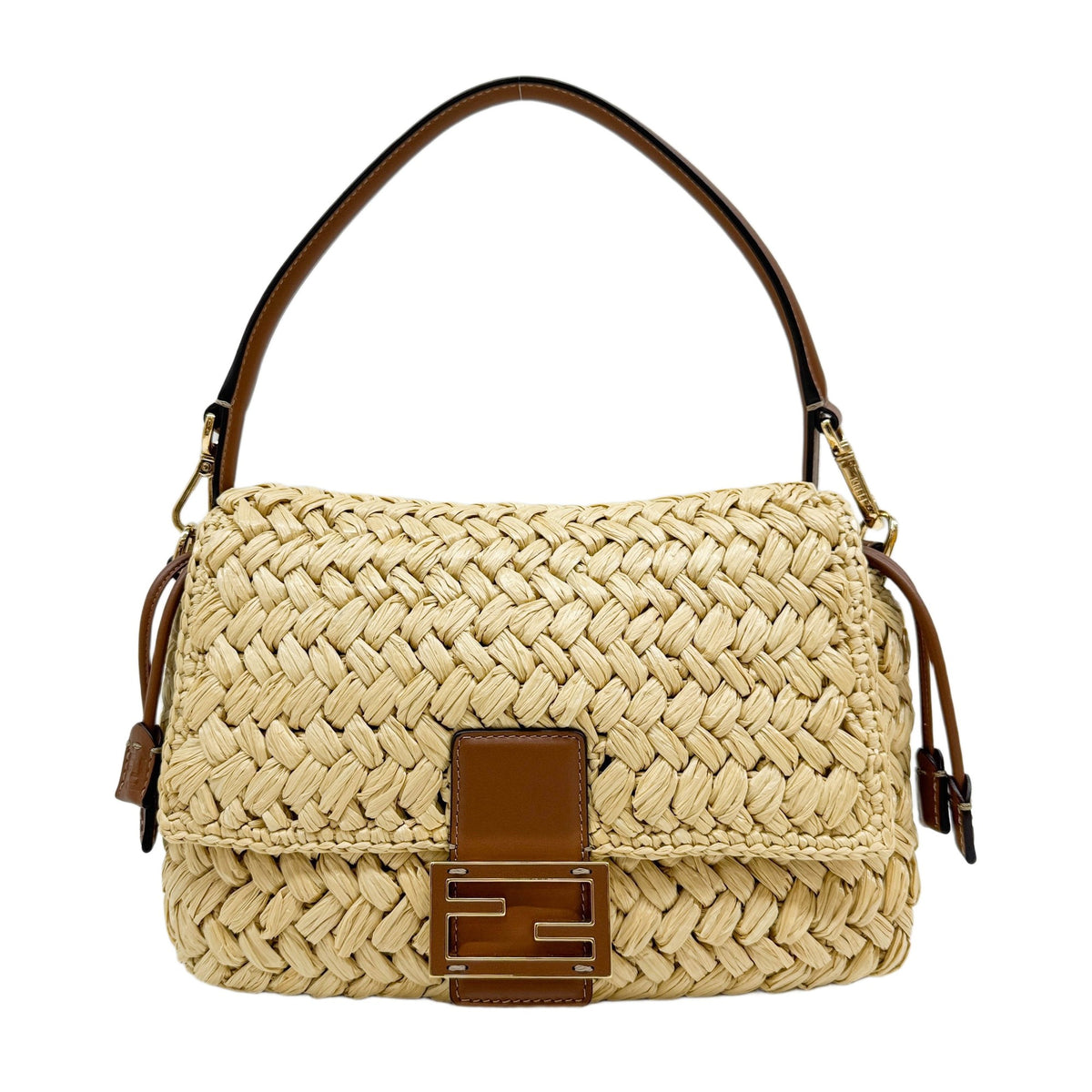 Baguette Soft Medium Beige Raffia Two Way Bag