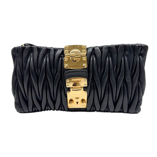 Black Leather Clutch Bag