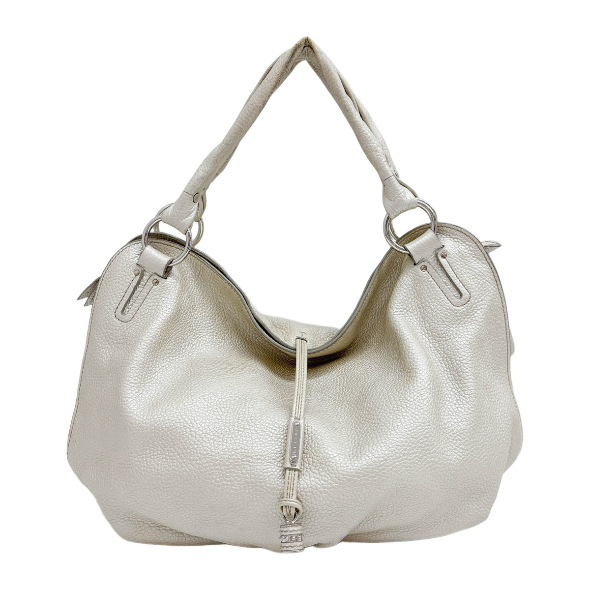 Large Bittersweet Pearl White Leather Shoulder Bag