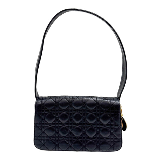 Cannage Black Leather Shoulder Bag