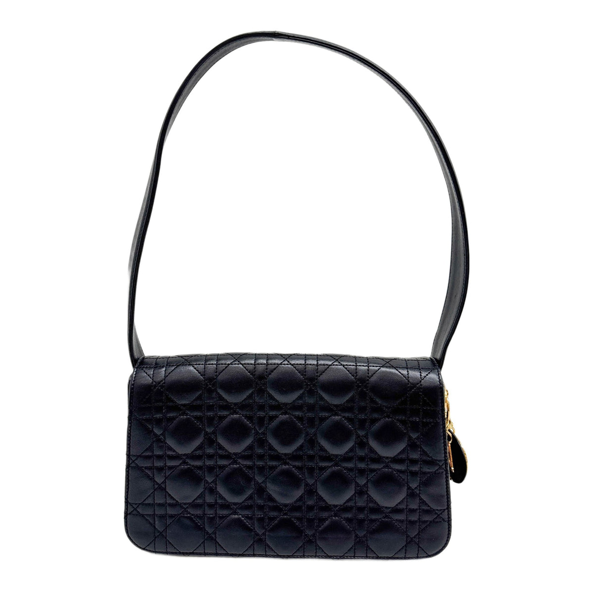 Cannage Black Leather Shoulder Bag