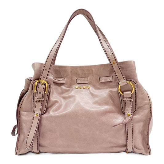 Vitello Lux Bow Pale Pink Leather Shoulder Bag