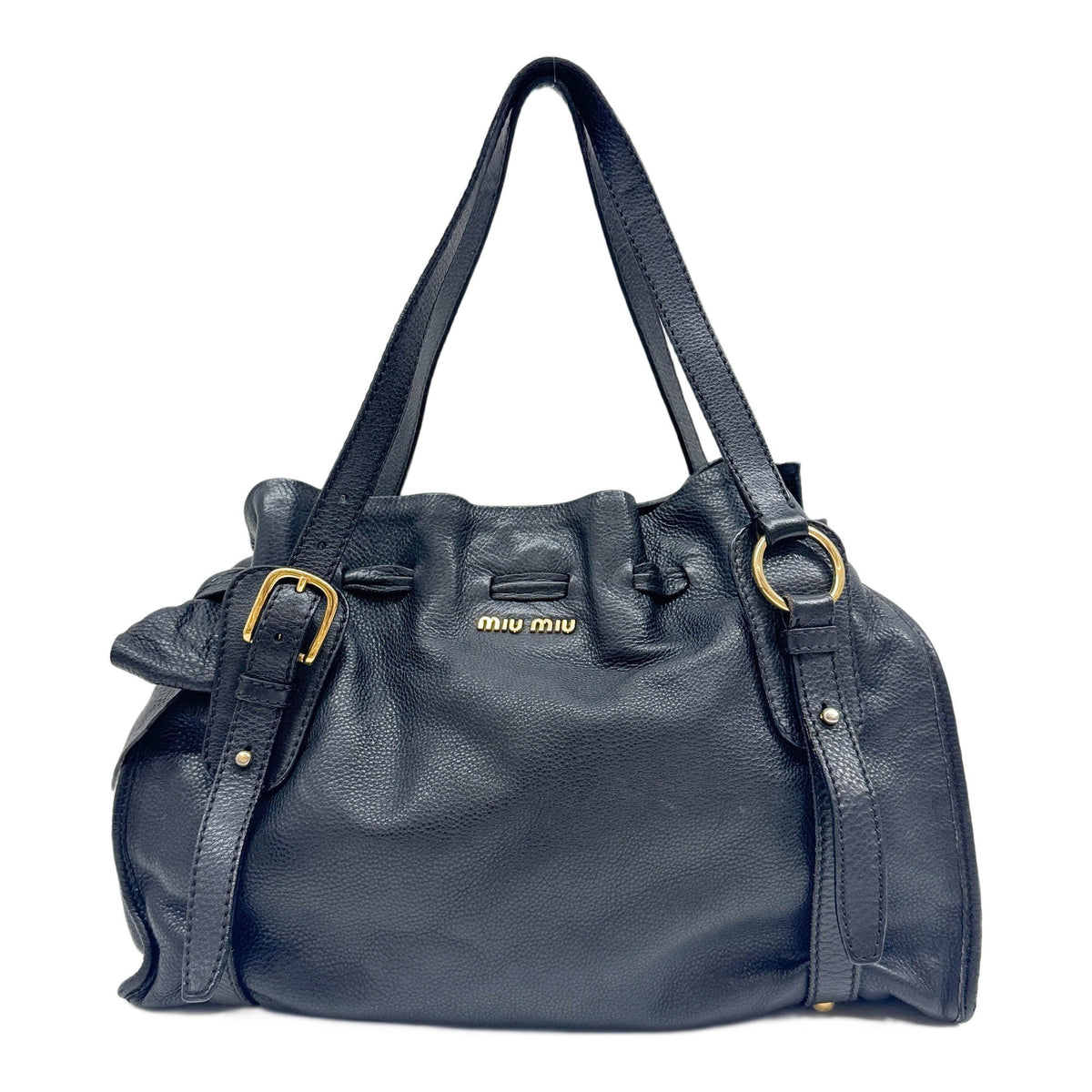 Vitello Lux Bow Black Leather Shoulder Bag