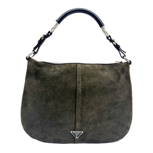 Dark Green Suede Shoulder Bag