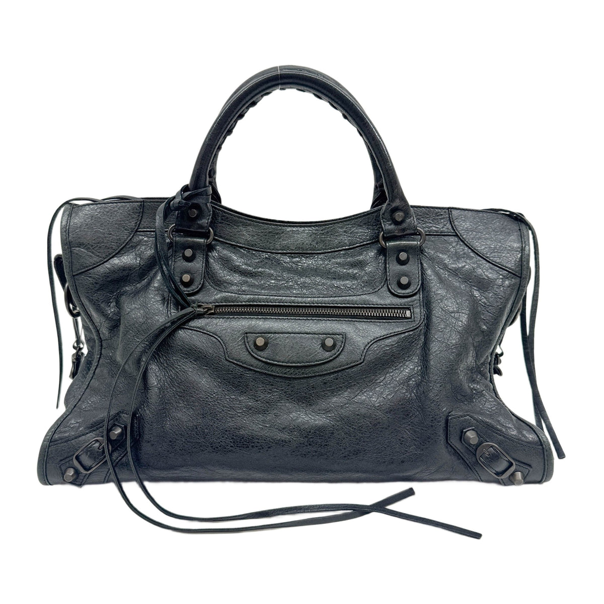 The City Anthracite Grey Leather Two Way Bag